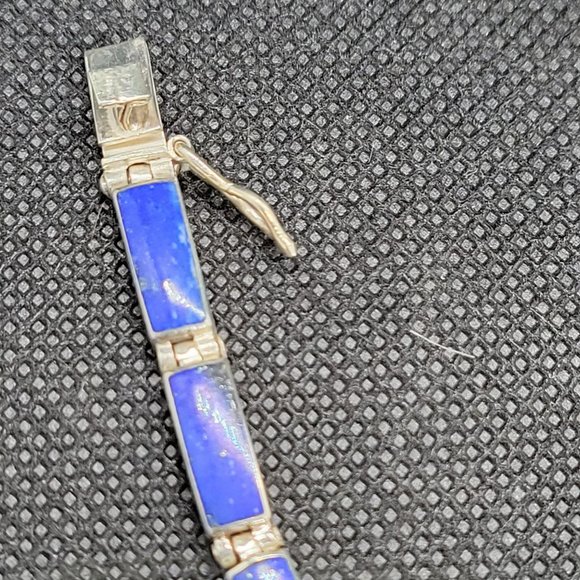 Vtg Morita Gil Sterling Silver Lapis Bracelet in Box and unmarked Earrings/Ring - Picture 7 of 11